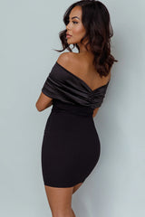 Parisian Nights Satin Bow Mini Dress Black