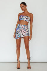 El Camino Mosaic Bandeau Crop Top Silver