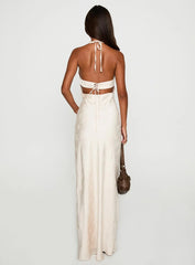 Limosina Halter Maxi Dress Champagne