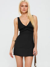 New Moon Frill Mini Dress Black