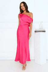 Late Night Luxe Off Shoulder Satin Maxi Dress