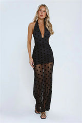 Hot Right Now Polka Dot Maxi Dress Black