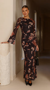 Koah Long Sleeve Maxi Dress - Flower Print