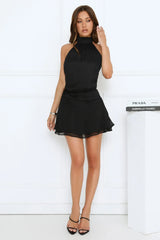 On Her Level Halter Mini Dress Black