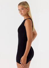 Amaris Knit Mini Dress - Black