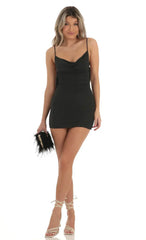 Lace Open Back Dress in Black