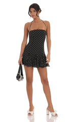 Halter Polka Dot Dress in Black