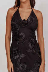 Your Affections Rosette Ribbon Embellished Maxi Dress Black