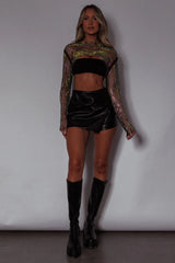 Last Call Fishnet Crop Top Black