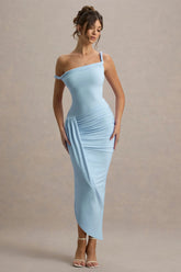 Angelique | Powder Blue Twisted Asymmetric Maxi Dress