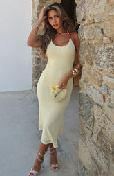 Tropic Like It's Hot Midi Dress Lemon