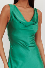 Cecilia Cowl Neck Drape Back Maxi Dress Emerald