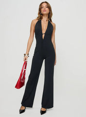 Rinaldi Plunge Neck Jumpsuit Black