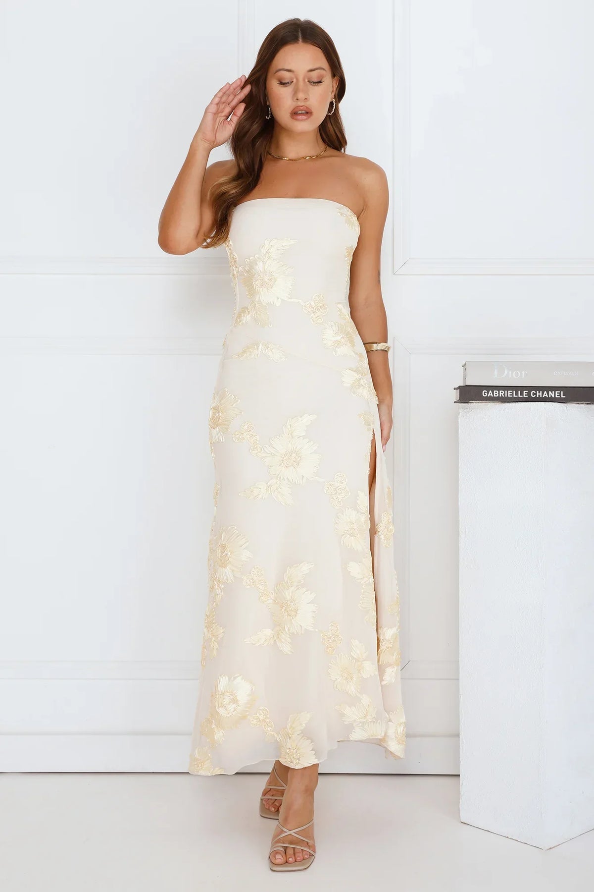 Iconic Influence Strapless Mesh Maxi Dress