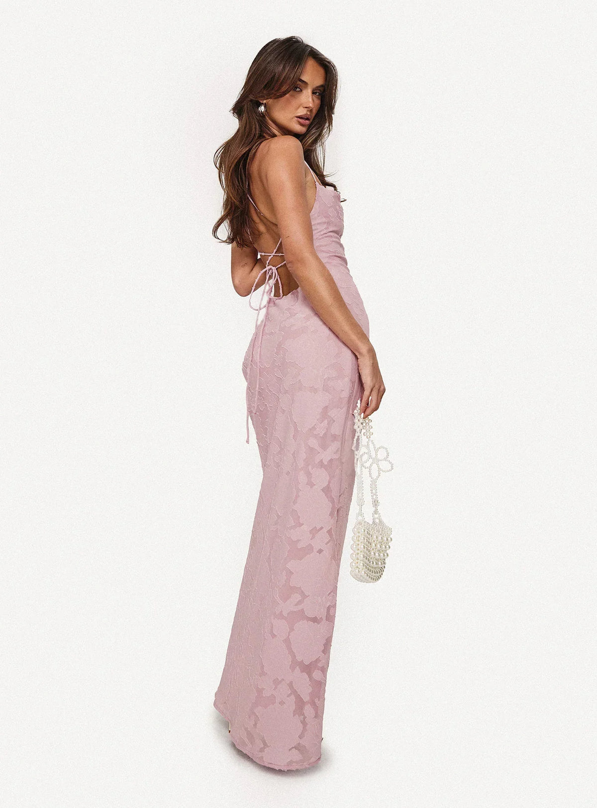 Celena Maxi Dress Light Pink Burnout