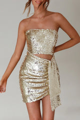Joie De Vivre Sequin Mini Dress Gold