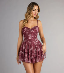 Sweet Like Honey Floral Lace Skater Mini Dress