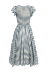 Hattie Dress in Dusty Teal Gingham