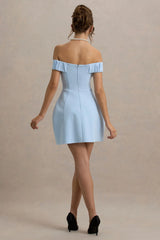 Lavender | Powder Blue Sweetheart Mini Dress With Bow Detail