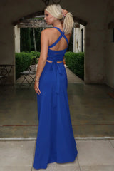 Alara Lace-Up Back Dress - Navy