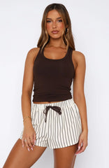 Sweetheart Pyjama Short Cream/Choc Stripe