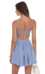 Back Lace A-Line Dress in Powder Blue