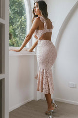 Jackie Pinafore Floral Lace Dress Pink