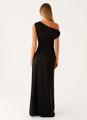 Heart Of Glass Satin Maxi Dress - Black