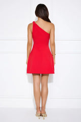 With Flair One Shoulder Mini Dress Red