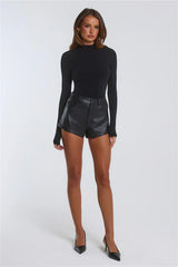 Your Temptation Faux Leather Mini Shorts Black