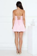 Rosette Whimsy Strapless Mini Dress
