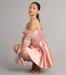 Juliette Satin Corset Short Dress With Gloves