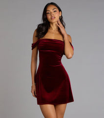 Flirty And Chic Velvet Off-The-Shoulder Mini Dress