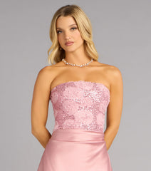 Sweet Intentions Satin Rosette Sequin Mini Dress