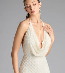 Alana Halter Beaded Sequin Formal Dress