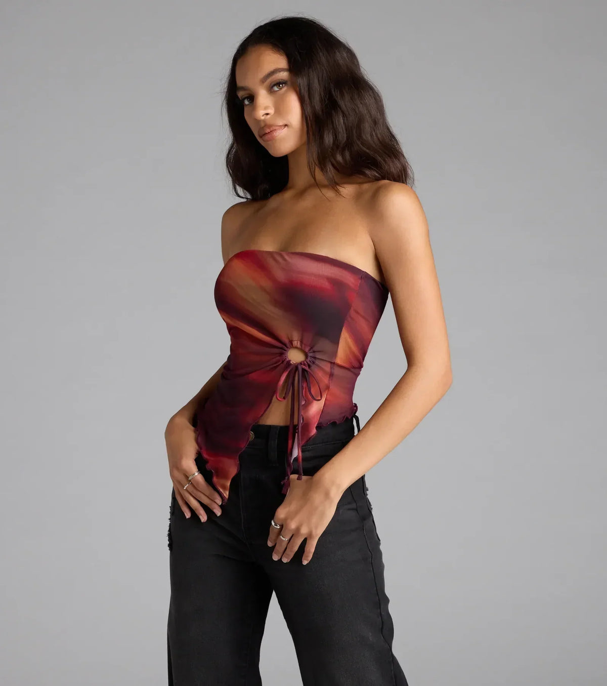 So Fly Abstract Slit Crop Top