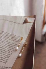 Mercy Pearl & Crystal Drop Earrings Gold