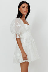 I've Got Sunshine Ruffle Strap Mini Dress Embellished White