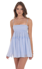 Shimmer Babydoll Dress in Baby Blue