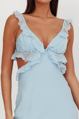 Second Chances Ruffle Trim Maxi Dress Blue