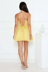 Sunset Wanderlust Strapless Mini Dress Yellow