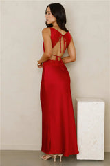 Satin Embrace Maxi Dress Red