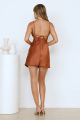 Slay The Day Satin Mini Dress Bronze