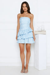Delicate Drama Strapless Mini Dress Blue