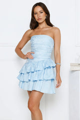 Delicate Drama Strapless Mini Dress Blue