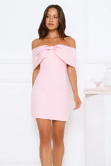Exquisite Ease Off Shoulder Mini Dress Pink