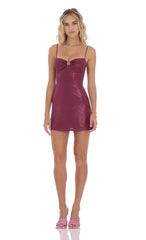 Foil Embellished Dress in Plum