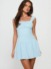Esrie Broderie Mini Dress Blue