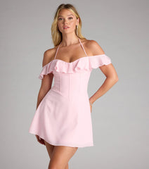 Sweetheart Ruffle Lace Up Skater Dress