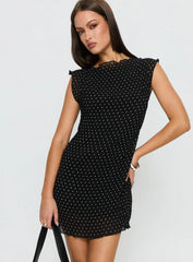 Mariner Mini Dress Noir Polka